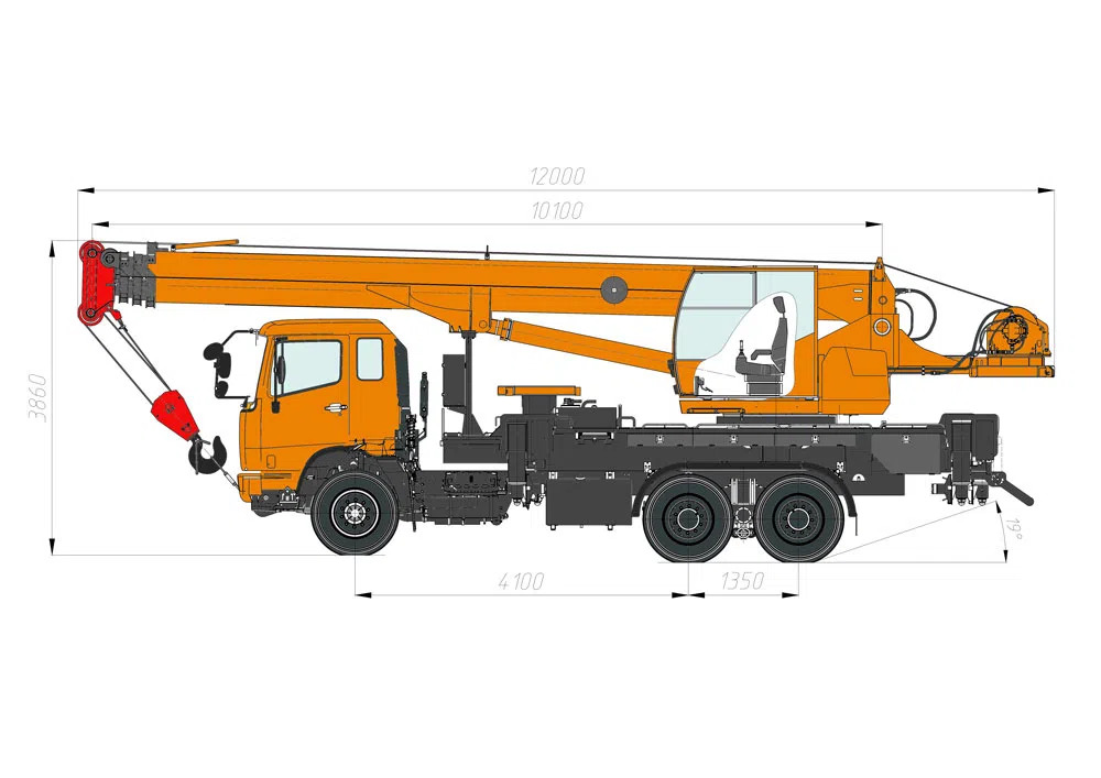 Габаритные размеры автокрана Клинцы КС-55713-12К-4В